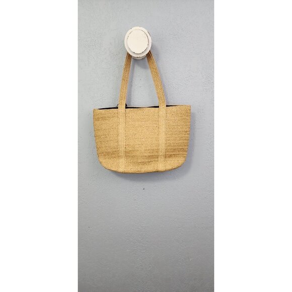 Straw Tote Bag With Floral Scarf Accent & Blue Lining By Draper James - Picture 2 of 6